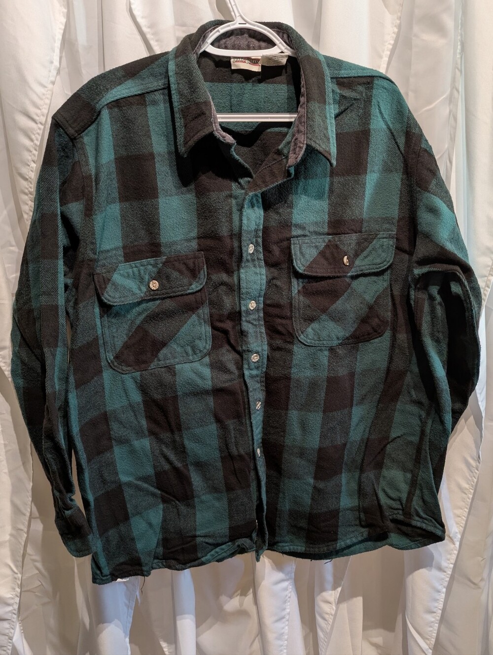 14 Field & Stream Green Black Buffalo Plaid Flannel Shirt Men's Size XL